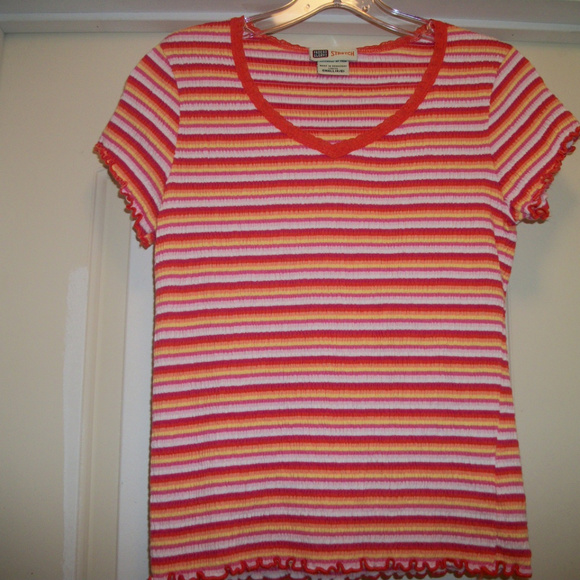Faded Glory Tops - FRENCH STYLED CANDYCORE FADED GLORY TEXTURE SHEERED BRIGHT TEE BLOUSE 4/6